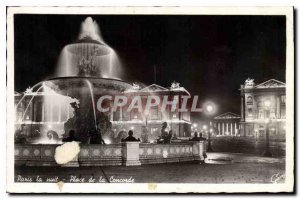 Old Postcard Paris Place Concorde Night