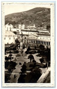 1935 Monument in Center Plaza Independencia Quito Ecuador RPPC Photo Postcard