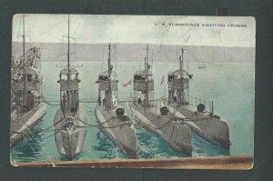 1920 Post Card US Submarines Awaiting Orders W/Data