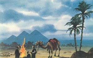 Great Pyramids by Phillips, Camels Chrome Postcard from King Tut Nov 1976 Tour