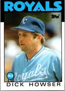 1986 Topps Baseball Card Dick Howser Manager Kansas City Royals sk2622
