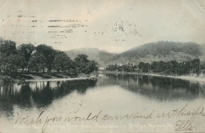 WARREN ALLEGHENY RIVER FROM SUSPENSION BRIDGE 1907 UNDIVIDED ANTIQUE POSTCARD