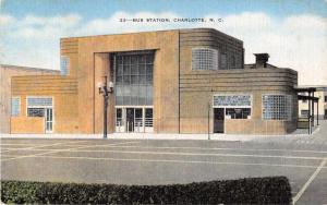 Charlotte North Carolina Bus Station Antique Postcard J51636