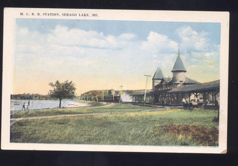 SEBAGO LAKE MAINE CENTRAL RAILROAD DEPOT TRAIN STATION VINTAGE POSTCARD