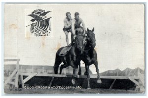 c1910 Standing Hurdle 5000 Troops at St. Joseph Missouri MO Postcard