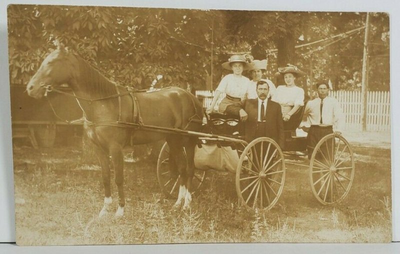 RPPC 1911 Couples w/ Buggy RISLEY KANSAS Families Unruh & Ratzloff Postcard P7