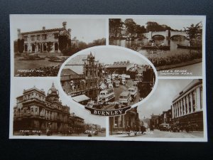 Lancashire BURNLEY 5 Image Multiview c1930's RP Postcard