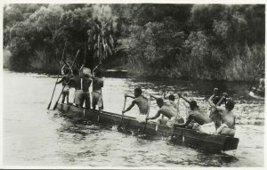 rhodesia, Victoria Falls, Native Canoe on Zambezi River (1930s) RPPC