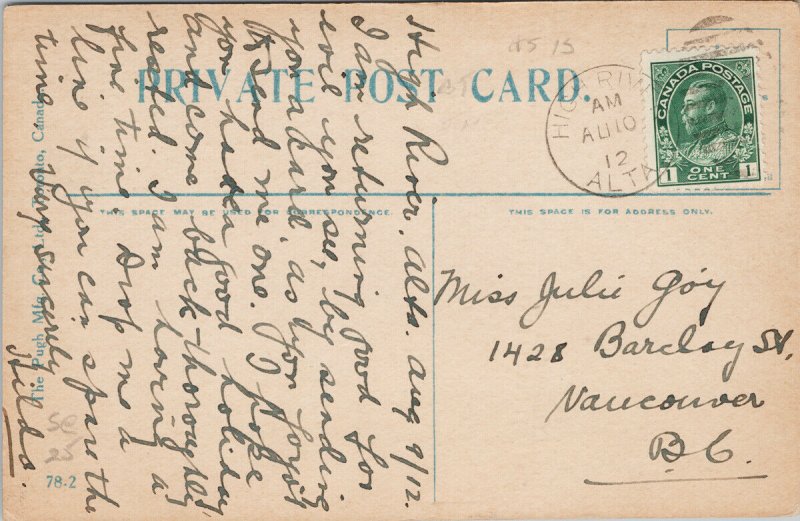 High River Alberta 3rd Street AB Alta Union Bank c1912 Postcard E83