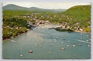 Camden Maine Aerial View Of Harbor With Mt Battie In The Background Postcard A32