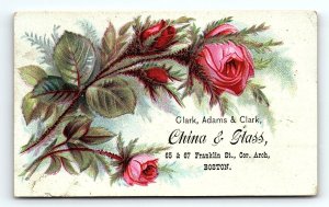 c1880 BOSTON MA CLARK, ADAMS & CLARK CHINA & GLASS FRANKLIN ST TRADE CARD Z1454