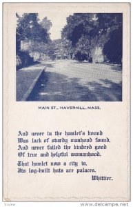 Main Street, Poem by Whittier, HAVERHILL, Massachusetts, 1910-1920s