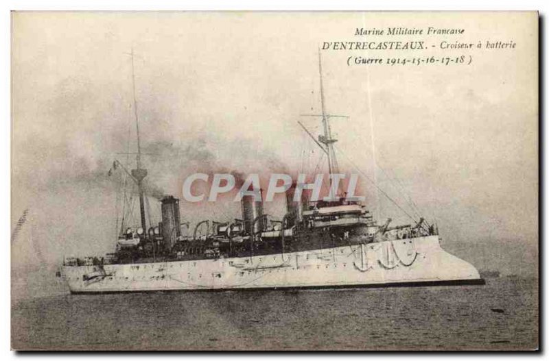 Postcard Old Navy War Ship Francaise D Entrecasteaux Cruiser battery