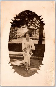 Woman Formal Attire Short Curly Hair Photograph Postcard