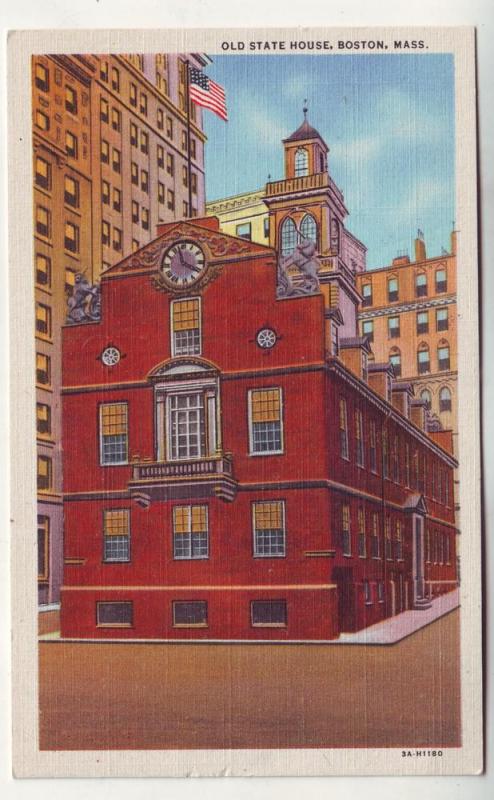 P133 JL 1930-45 linen postcard old state house boston mass