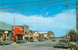 Port Austin Michigan street scene businesses Coke sign vintage pc ZD549855