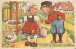 Children. Scenes with children Lot of 4 old vintage French postcards 1900-1920