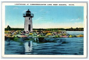 1938 Lighthouse At Cobbosseecontee Lake Near Augusta Maine ME Vintage Postcard