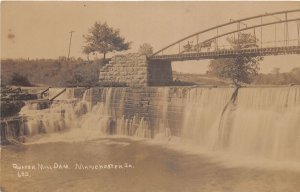 J53/ Manchester Iowa RPPC Postcard c1910 Quaker Mill Dam Bridge  67