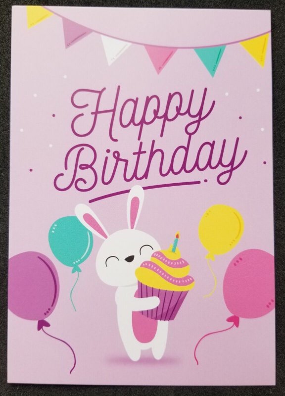 [AG] P77 Malaysia Greeting Happy Birthday Rabbit Balloon Cartoon (postcard *New