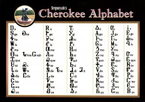 SEQUOYAH'S CHEROKEE ALPHABET WITH EXPLANATION ON REAR CONTINENTAL SIZE POSTCARD