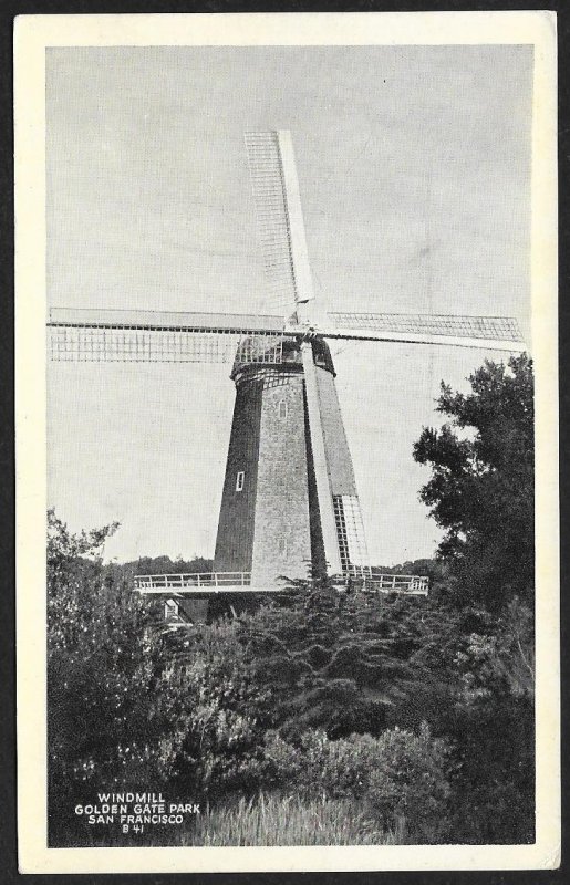 Windmill Golden Gate Park San Francisco California Unused c1920s