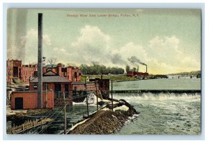 c1910 Oswego River from Lower Bridge Fulton New York NY Antique Postcard