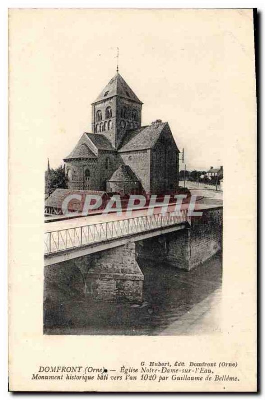 Old Postcard Domfront Orne Notre Dame Church on Water