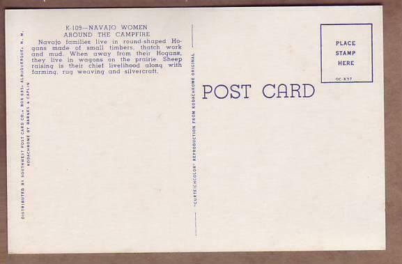 -Navajo Women around Campfire Curteichcolor postcard