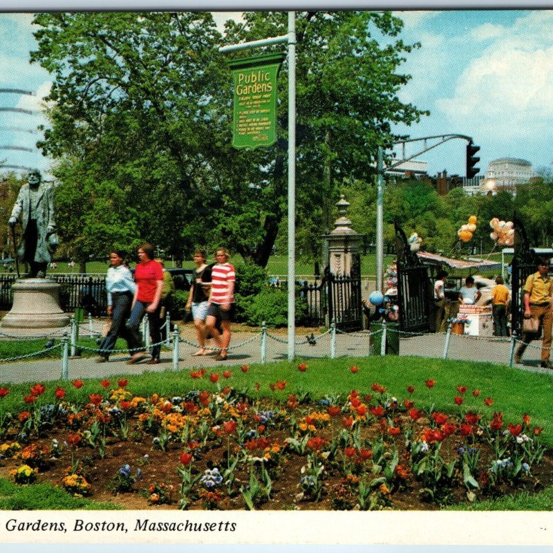 c1970s Boston, Mass. Famous Public Gardens Crowd Traffic Light Cancel PC A241