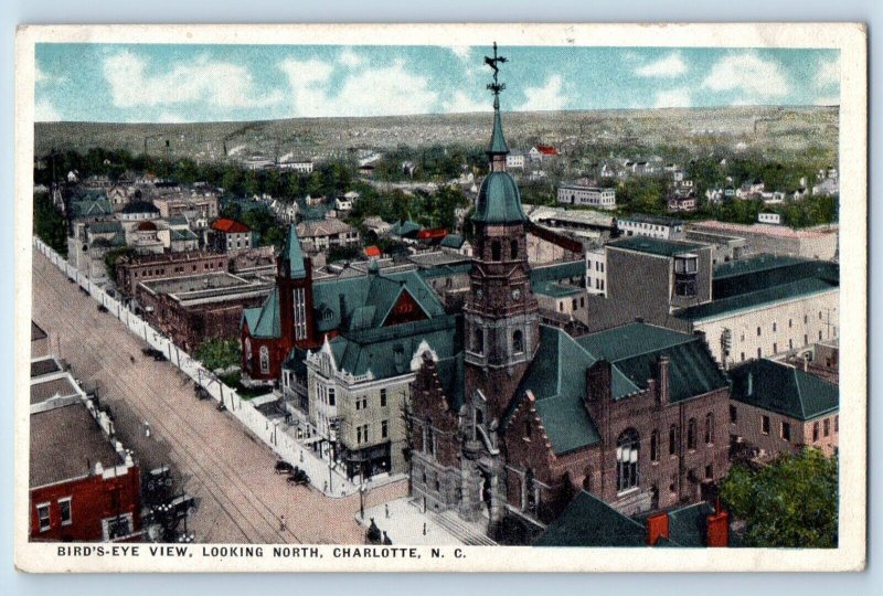 Charlotte North Carolina NC Postcard Birds Eye View Looking North c1920 Vintage