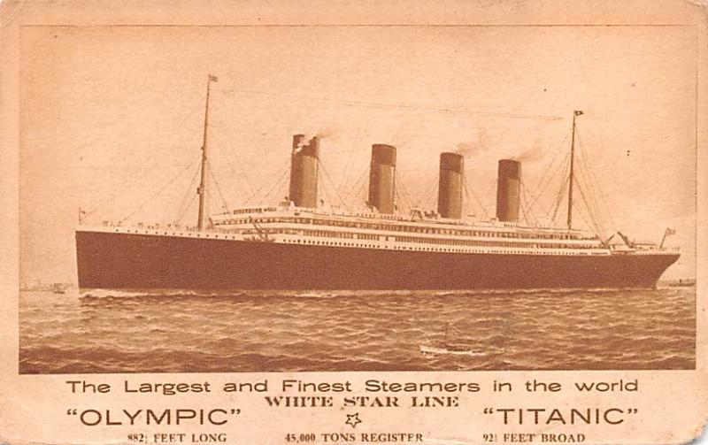 Steamer Titanic Ship Pre Sinking Advertising Unused corner wear. A lot of sta...