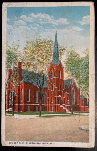 Vintage Postcard 1918 Kimber M.E. Church, Danville, Illinois (IL)