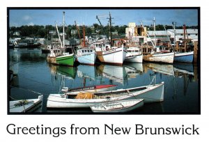 CONTINENTAL SIZE POSTCARD HARBOUR GREETINGS FROM NEW BRUNSWICK CANADA