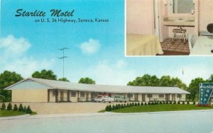Kansas Seneca Starlite Motel Automobiles MWM Postcard roadside 22-4659