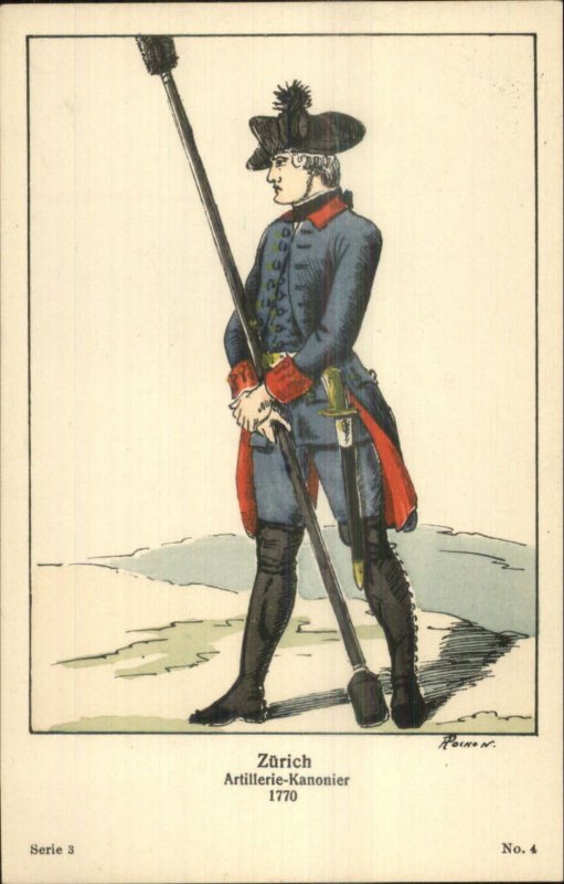 Swiss Army Uniform Series 3 #4c1910 Postcard ZURICH ARTILLERIE-KANONIER