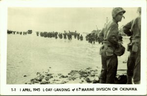 RPPC WW2 L-Day Landing 6th Marine Division Okinawa Japan Real Photo Postcard