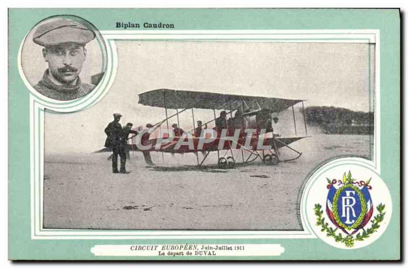 Postcard Old Jet Aviation Biplane Caudron European Tour June July 1911 depart...