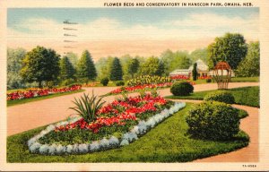 Nebraska Omaha Hanscom Park Flower Beds and Conservatory 1939 Curteich
