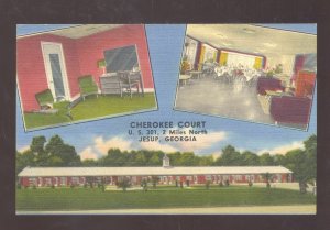 JESUP GEORGIA CHEROKEE COURT MOTEL INTERIOR LINEN ADVERTISING POSTCARD