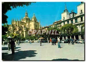 Postcard Modern Segovia Cathedral are Plaza Mayor