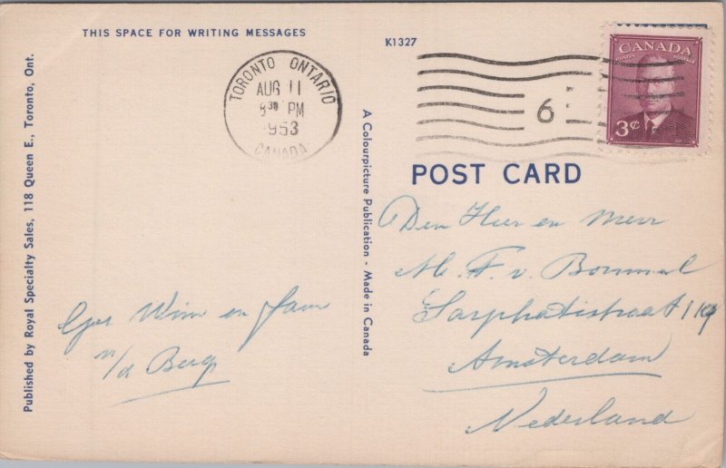 Canada Post Office and Union Station Toronto Canada Linen Postcard C081