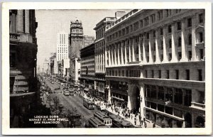 Looking Down Market St. From Powell San Francisco California CA Postcard
