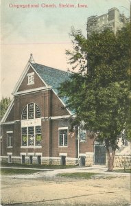 1909 Sheldon Iowa Congregational Church roadside Simon Postcard 22-11360