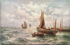 Artist Signed Boats Sailing on the Sea Vintage Postcard C220