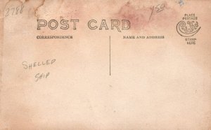 RPPC German Navy Destroyer Shelled Destroyed Ship WWI Postcard