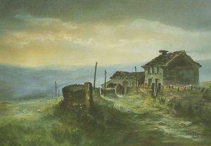 Upper Knowles Farm Holmfirth Yorkshire Painting Postcard