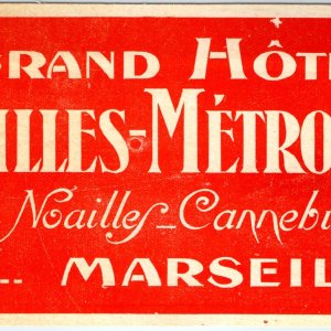 c1930s Marseille, France Luggage Label Grand Hotel Noailles Metropole Glossy C42