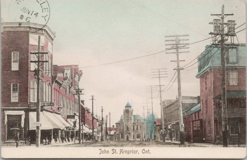 John Street Arnprior Ontario ON Balgonie SK Postmark c1906  Postcard F14