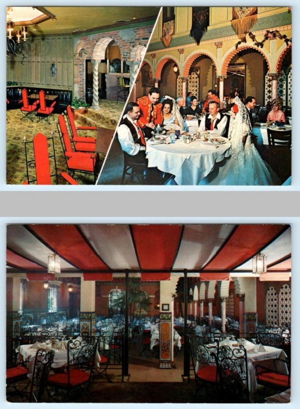 2 Postcards YBOR CITY, Tampa Florida FL ~ LAS NOVEDADES SPANISH RESTAURANT 1960s